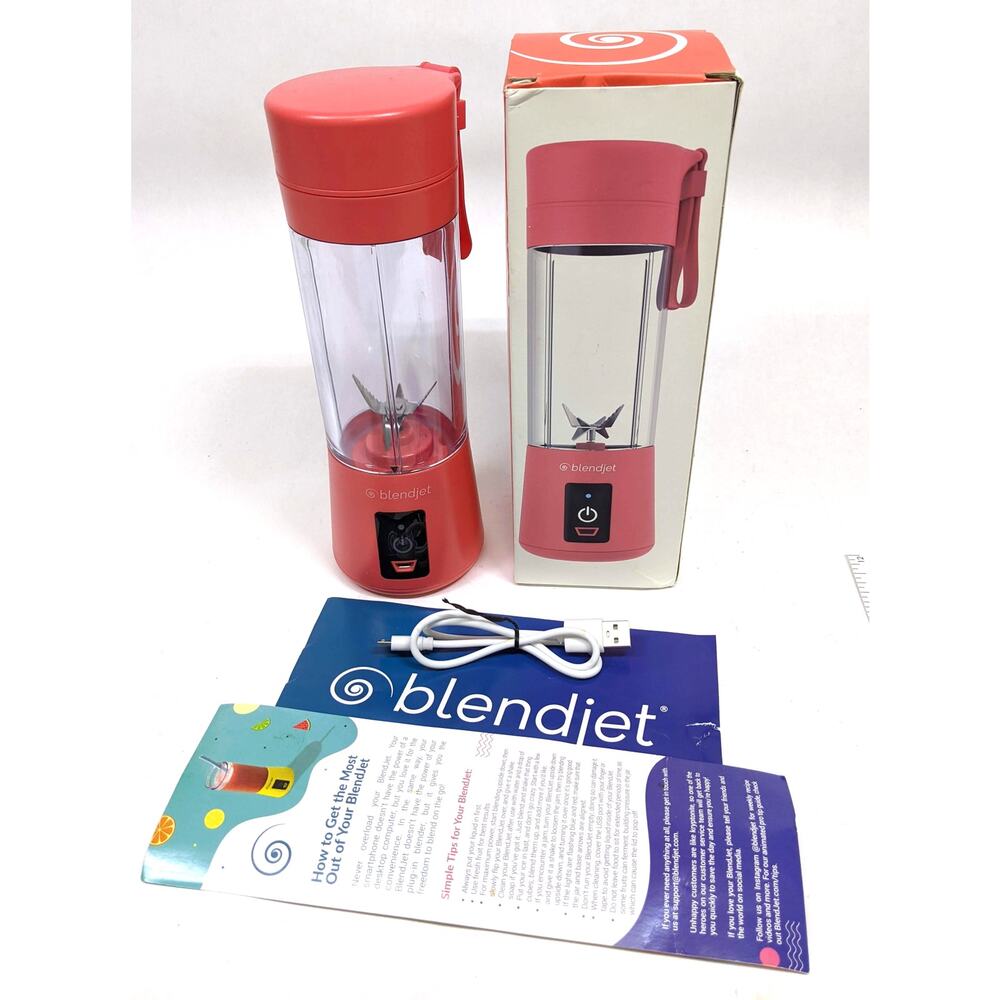 Authentic Blendjet Personal Blender pink/salmon color gently used once Complete